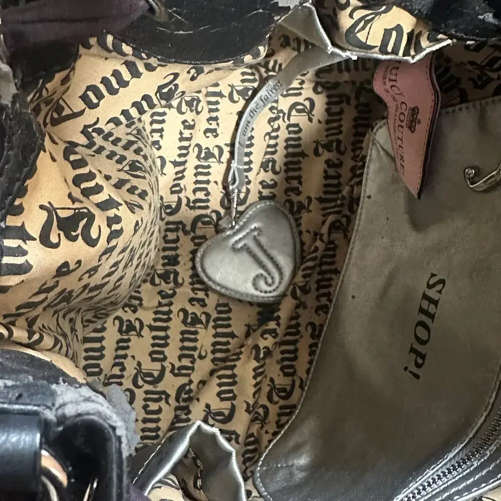 Vintage Y2K Juicy Couture Black Velour Daydreamer Bag